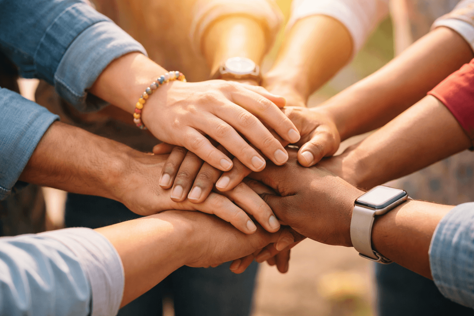 Illustration representing collaborative support and community care for children