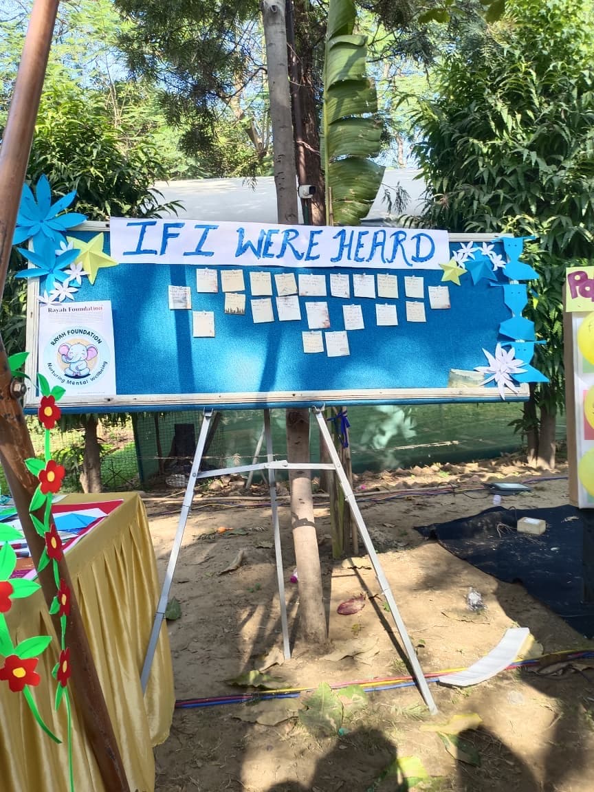 Interactive 'If I Were Heard' display created during a Rayah Minds event